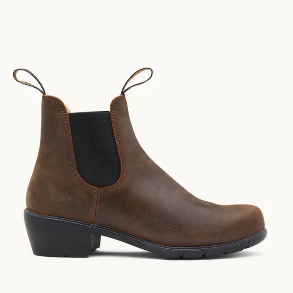 Blundstone Women’s Antique Brown Leather Heeled Boots Series #1673 Sz US 7 NWT